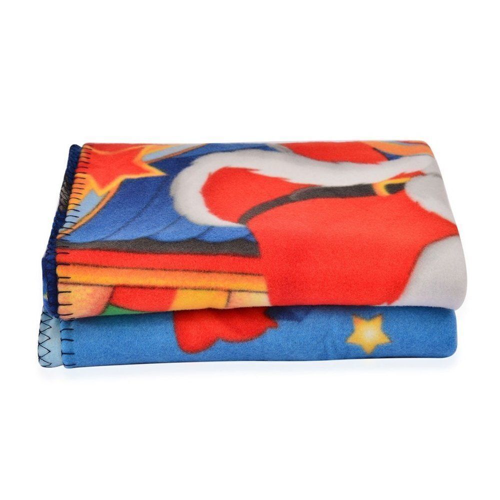 Santa Claus and Reindeer Microfiber Fleece Throw
